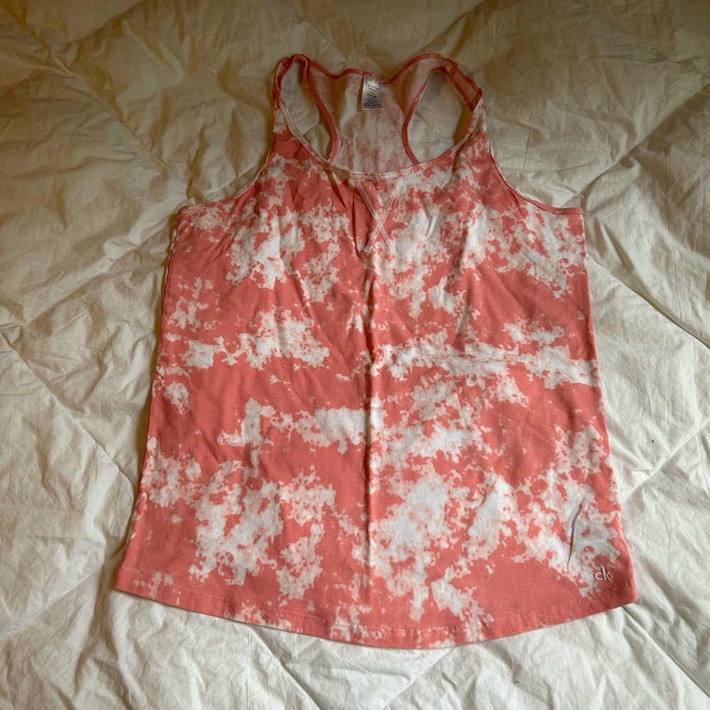 Women's Calvin Klein Coral Tie-Dye Tank Top